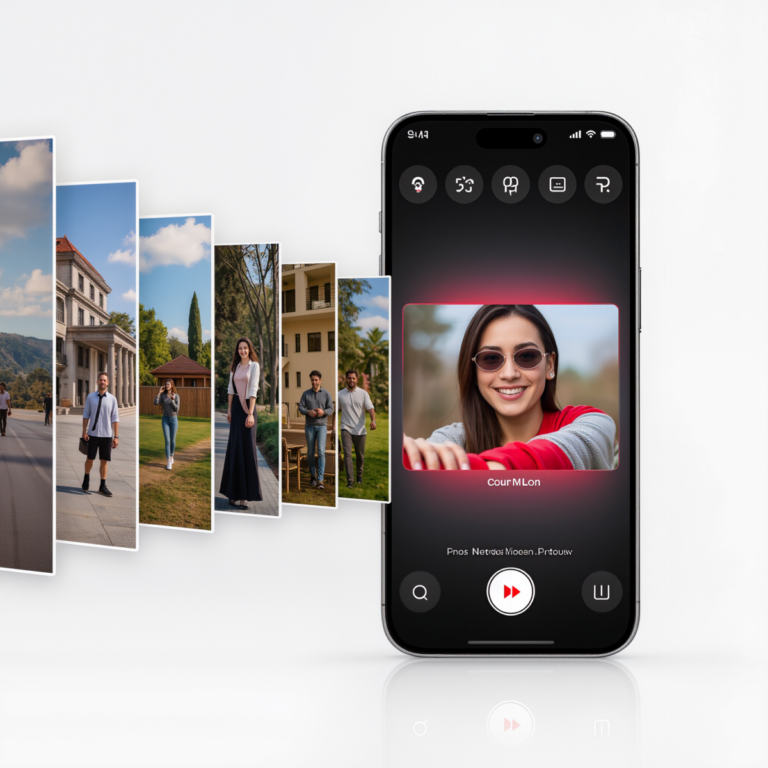 사진을 영상으로 변환해 기록을 정리하는 과정을 표현한 이미지입니다