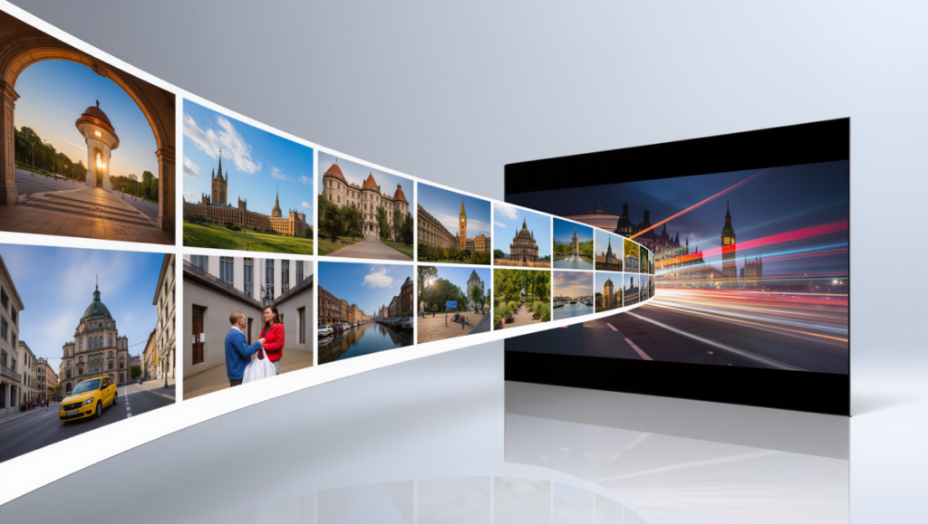 여러 장의 사진이 하나의 영상으로 변환되는 과정