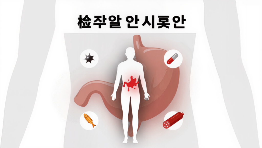아침마다 검은 변 원인과 위장 출혈 가능성 설명 이미지