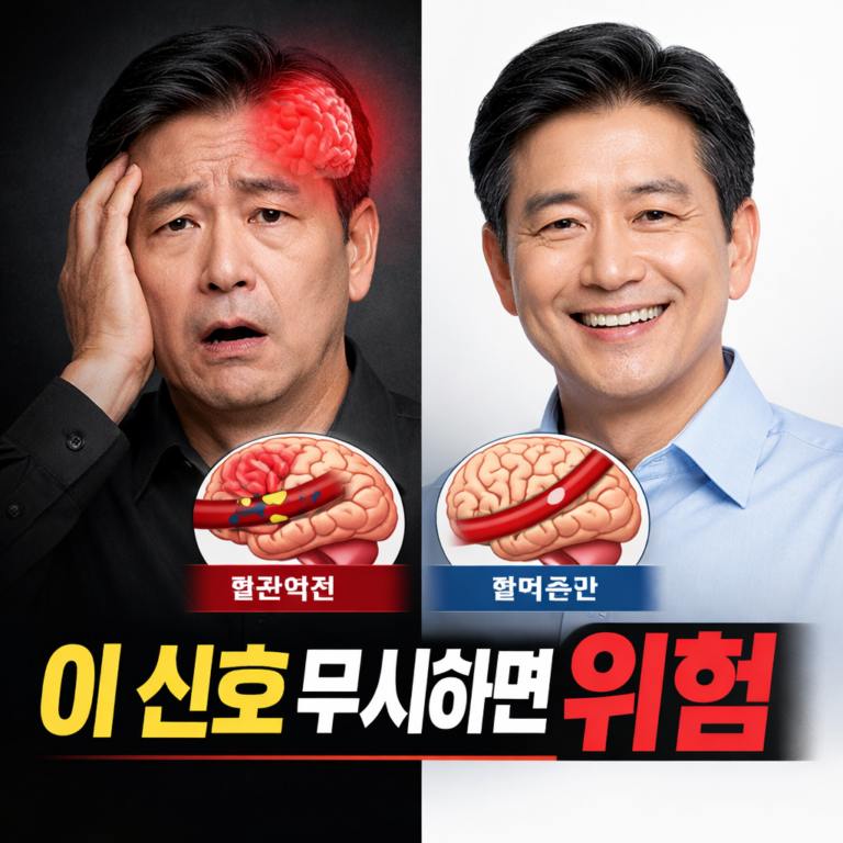 뇌졸중 전조증상 비교 이미지 얼굴 처짐과 정상 상태 대비