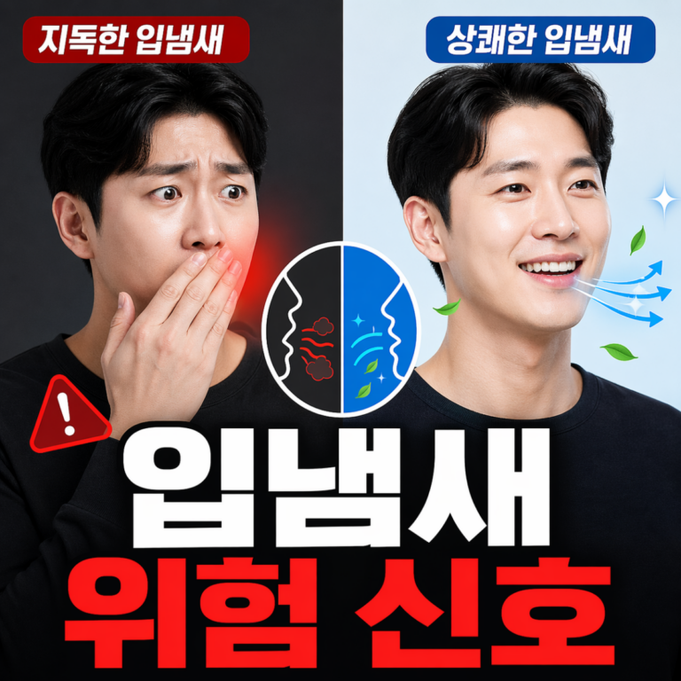 위장 문제로 인한 입냄새 발생 구조 설명 이미지
