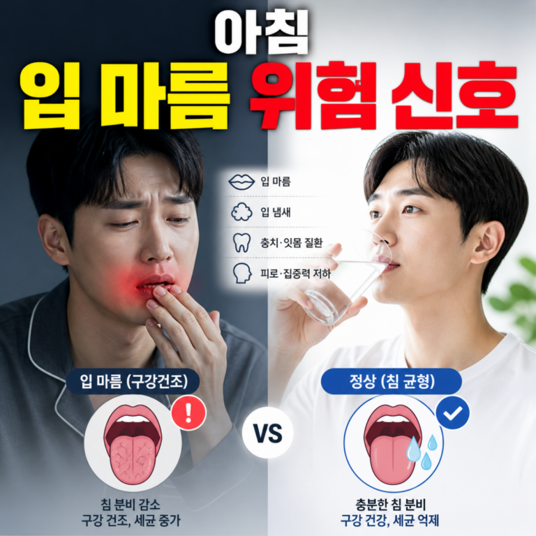 아침 입 마름 위험 신호 비교 이미지