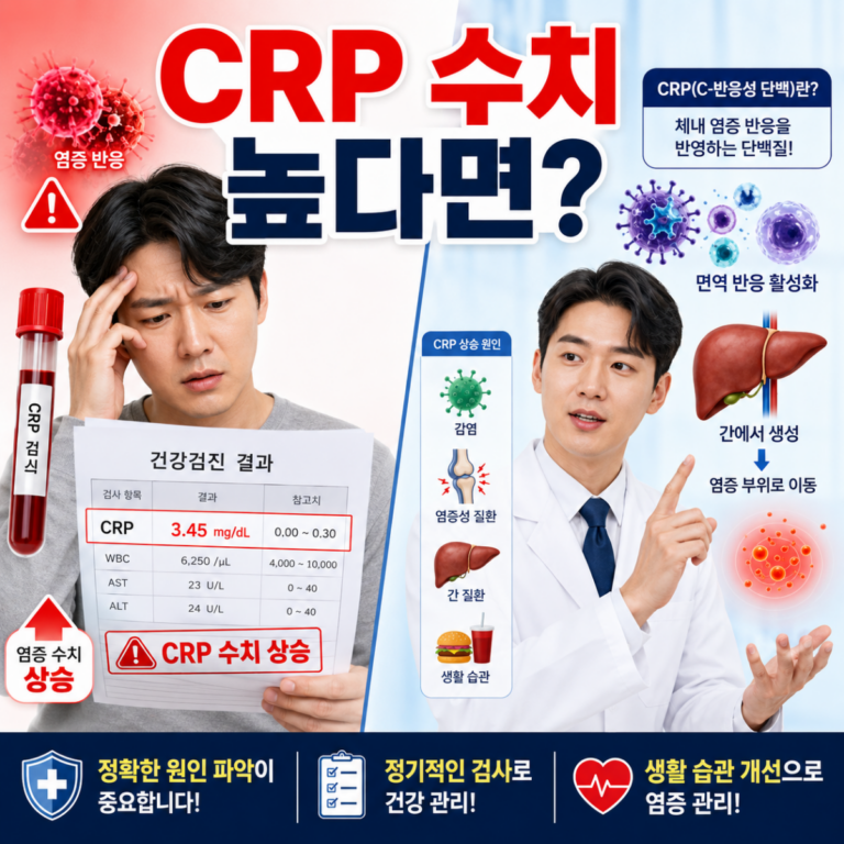 건강검진에서 CRP 수치가 높게 나온 결과와 염증 원인 설명