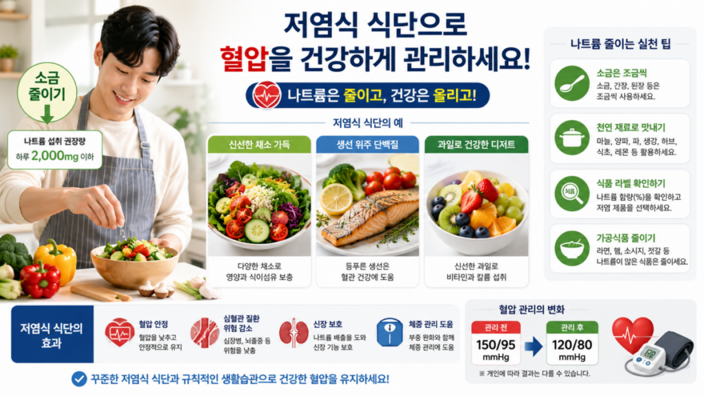 고혈압 관리를 위한 저염식과 건강한 식단