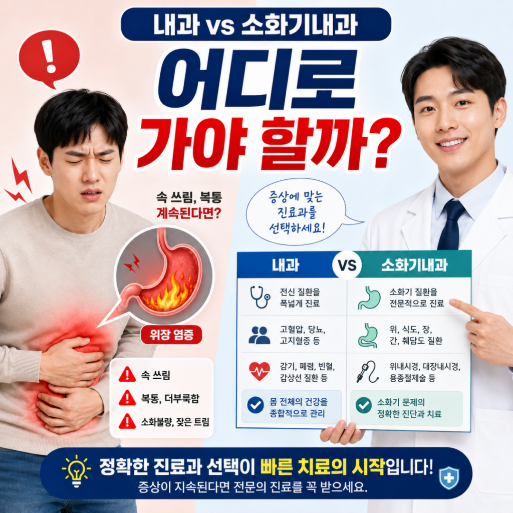 위가 자주 쓰릴 때 내과와 소화기내과 차이점