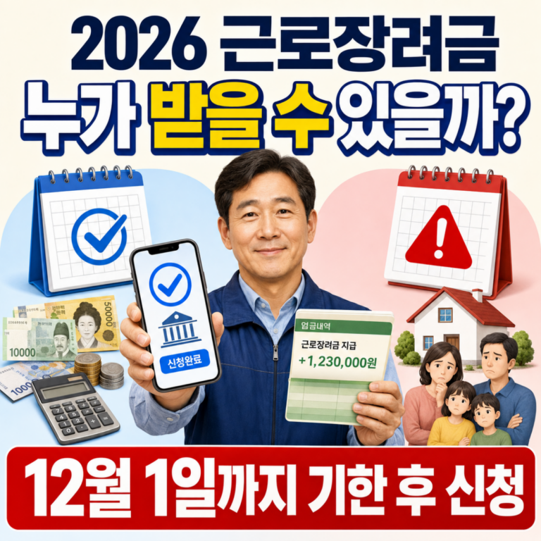 2026 근로장려금 신청 자격과 12월 1일 기한 후 신청 안내