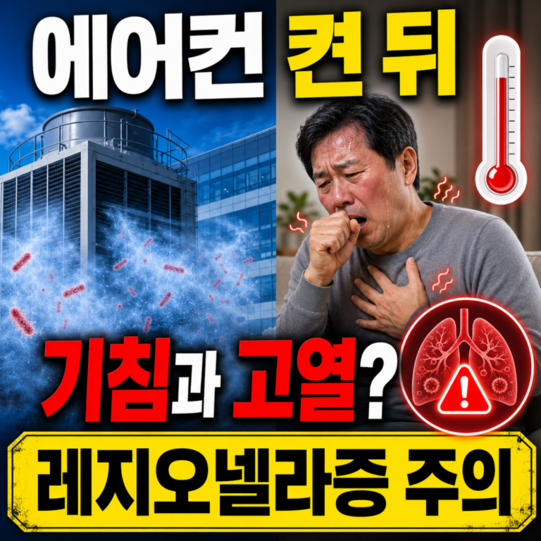 에어컨 냉각탑의 오염된 물방울과 기침·고열을 겪는 레지오넬라증 환자