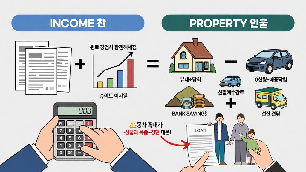 자녀장려금 신청 자격에 필요한 부부 합산 소득과 가구원 재산 기준을 확인하는 가족
