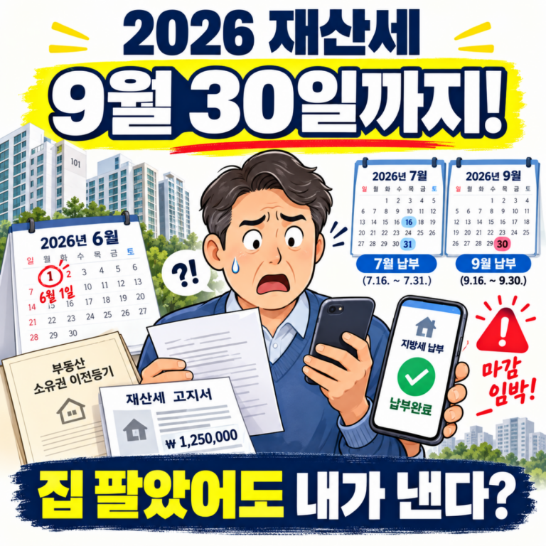 2026 재산세 납부기간과 9월 30일 마감일을 확인하는 주택 소유자