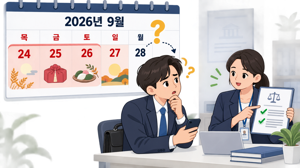2026 추석 연휴 9월 24일부터 27일까지와 9월 28일 대체공휴일 여부