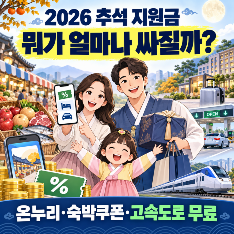 2026 추석 지원금 온누리상품권 숙박쿠폰 고속도로 무료 혜택 총정리