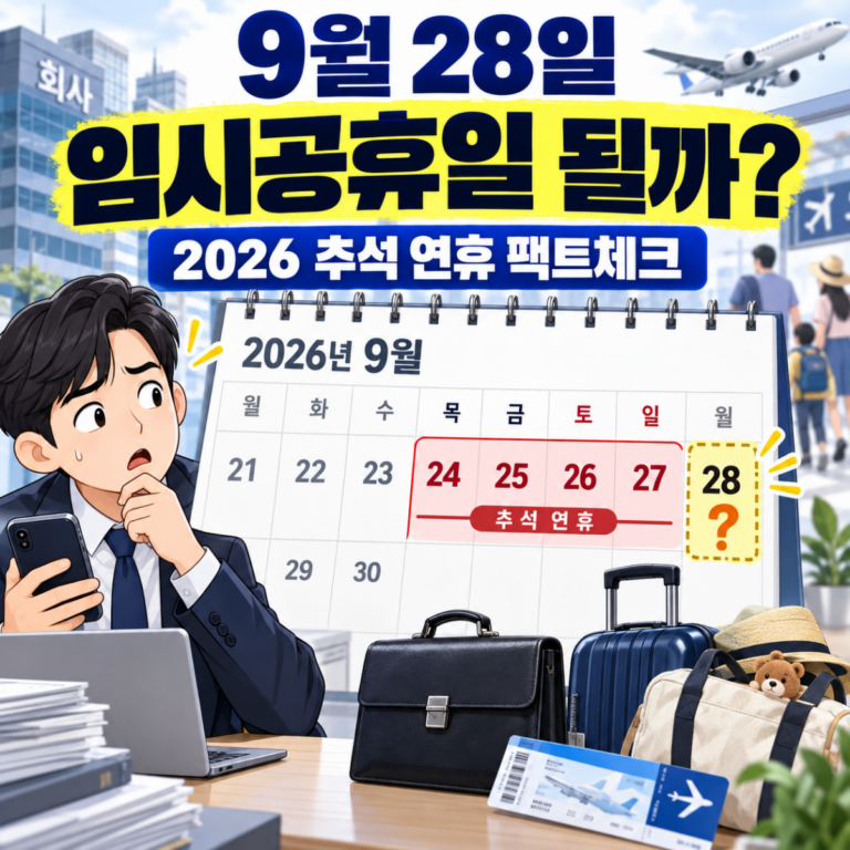 9월 28일 임시공휴일 여부와 2026 추석 연휴 팩트체크