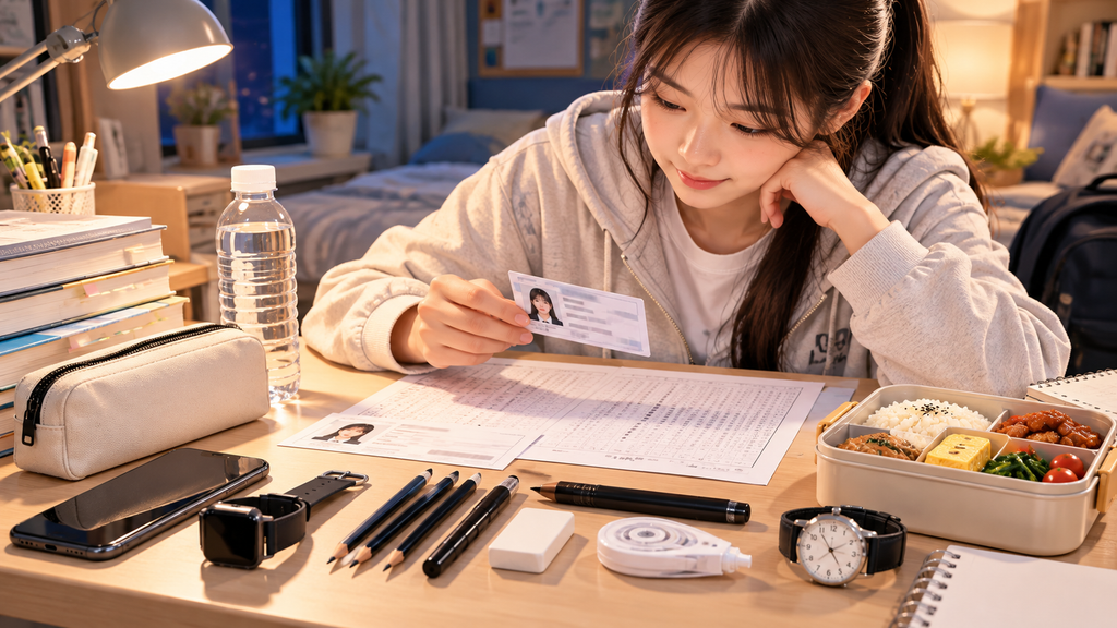 2026 수능 준비물 체크리스트에 따라 수험표, 신분증, 필기구, 아날로그 시계와 도시락을 준비하는 수험생