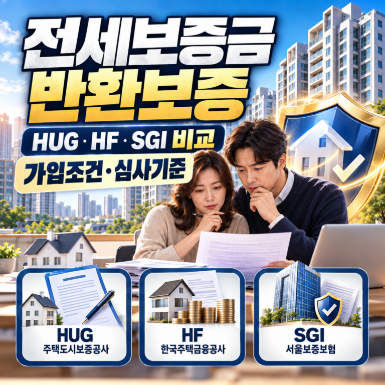 전세보증금 반환보증 가입조건과 HUG·HF·SGI 보증기관별 심사기준 비교 안내